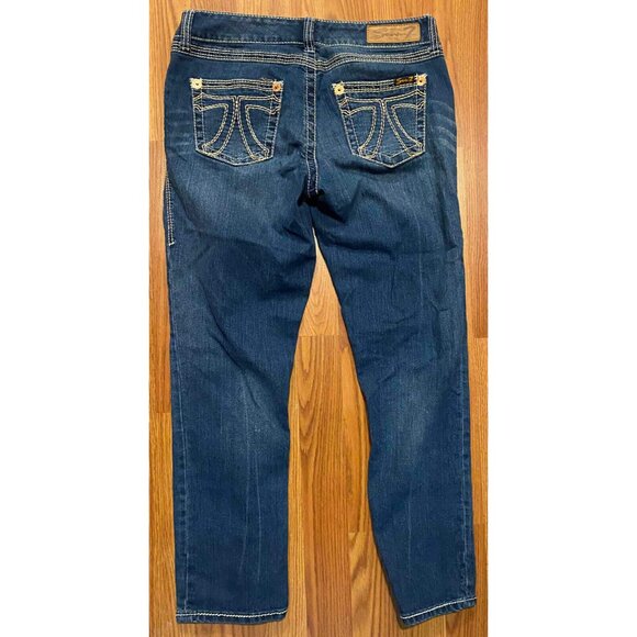 Seven7 Blue Jeans Straight Ladies 8 26" Denim Pants Embroidered Y2K - Picture 3 of 8